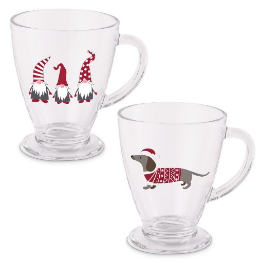 Picture of SandCO. FESTIVE DECORATED COFFEE MUG - GLASS 440ML HW04496