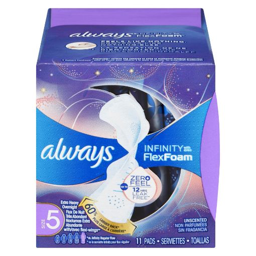 Picture of ALWAYS INFINITY PADS - EX HVY OVERNIGHT W/WINGS - UNSCENTED 1X SZ 5 11S