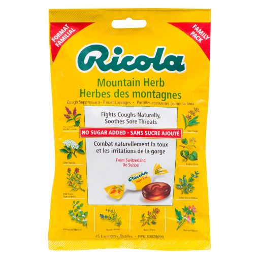 Picture of RICOLA SWISS HERB LOZENGE DROPS - FAMILY BAG MOUNTAIN HERB NSA 45S