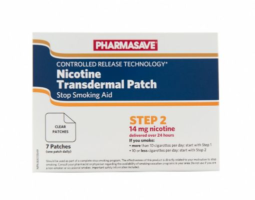 Picture of PHARMASAVE NICOTINE PATCH STOP SMOKING AID CLEAR STEP 2 14MG 7S