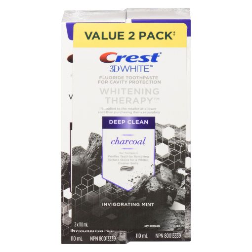 Picture of CREST 3D WHITE CHARCOAL WHITENING THERAPY TOOTHPASTE TWIN PACK 2X110ML