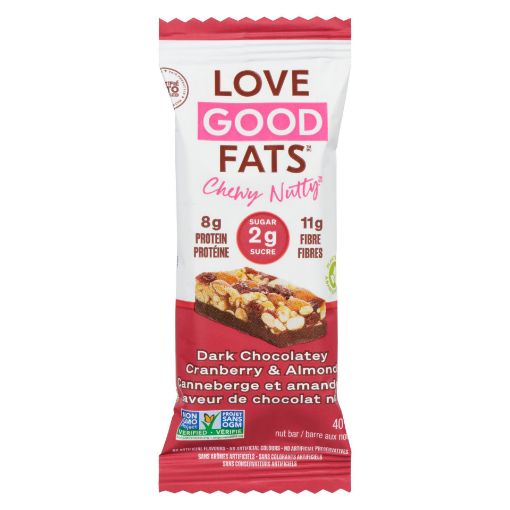Picture of LOVE GOOD FATS CHEW/NUTTY SINGLES - DARK CHOCOLATEY CRANBERRY ALMOND 40GR