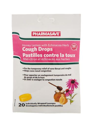 Picture of PHARMASAVE COUGH DROPS - HONEY LEMON WITH ECHINACEA 20S