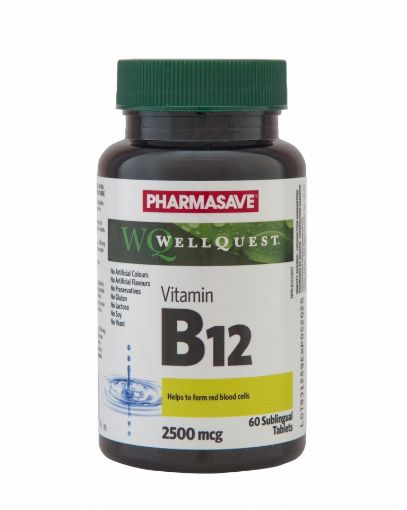 Picture of PHARMASAVE WELLQUEST VITAMIN B12 2500MCG TABLETS 60S