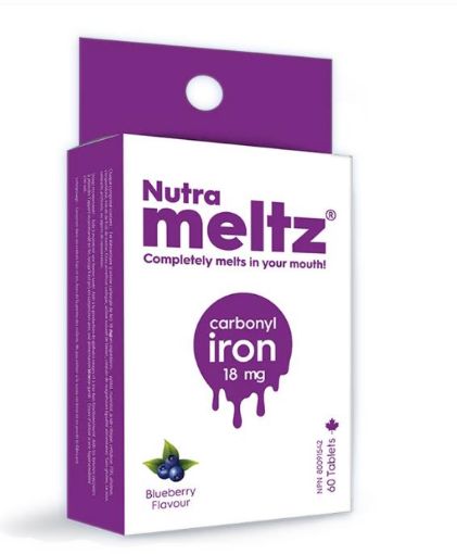 Picture of NUTRA MELTZ CARBONYL IRON 18MG - BLUEBERRY TABLETS 60S