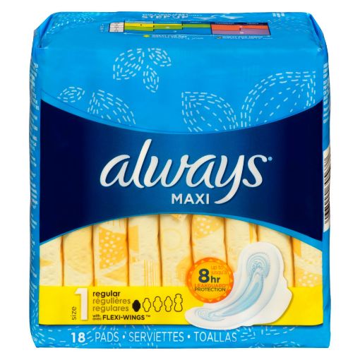 Picture of ALWAYS MAXI PAD - REGULAR W/WINGS 18S                                      