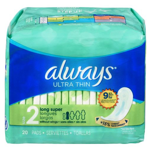 Picture of ALWAYS ULTRA THIN PADS SIZE 2 SUPER LONG ABSORBENCY UNSCENTED W/WINGS 20S  