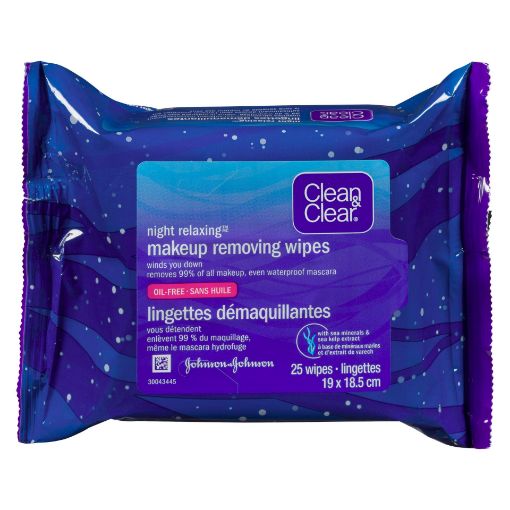 Picture of CLEAN and CLEAR NIGHT RELAX MAKEUP REMOVING WIPES 25S