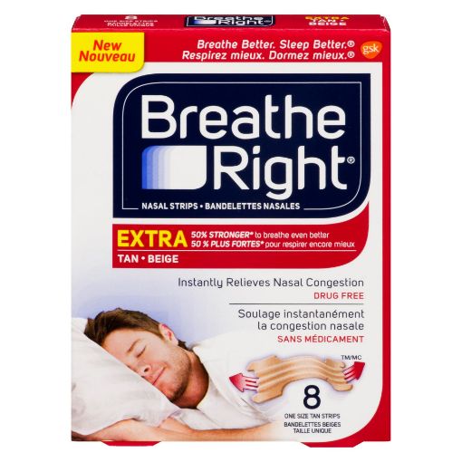 Picture of BREATHE RIGHT EXTRA TAN NASAL STRIPS 8S