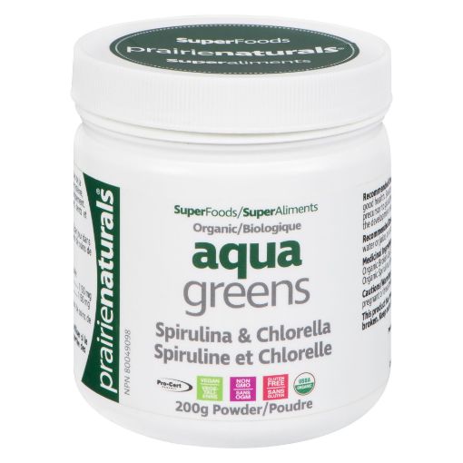 Picture of PRAIRIE NATURALS AQUA GREENS POWDER -SPIRULINE and CHLORELLA200GR