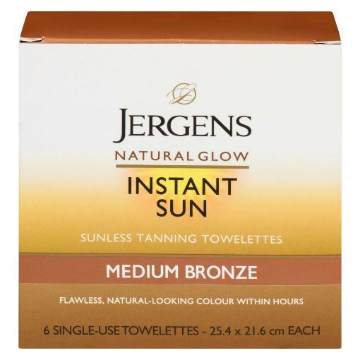Picture of JERGENS NATURAL GLOW INSTANT SUN TOWELETTES - MEDIUM BRONZE 6S             