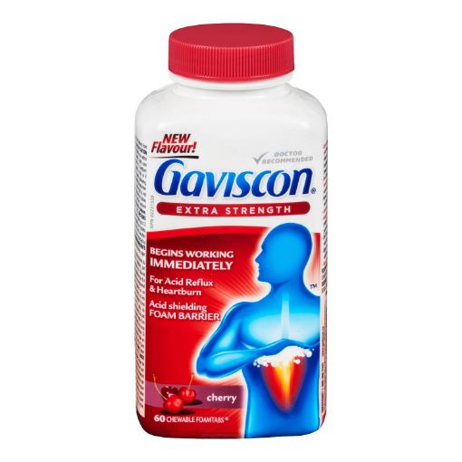 Picture of GAVISCON EXTRA STRENGTH - CHERRY TABS 60S                                  