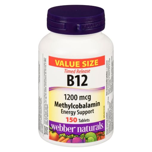 Picture of WEBBER NATURALS VIT B12 - METHYLCOBALAMIN 1200MCG - VALUE SIZE TABLETS 150S