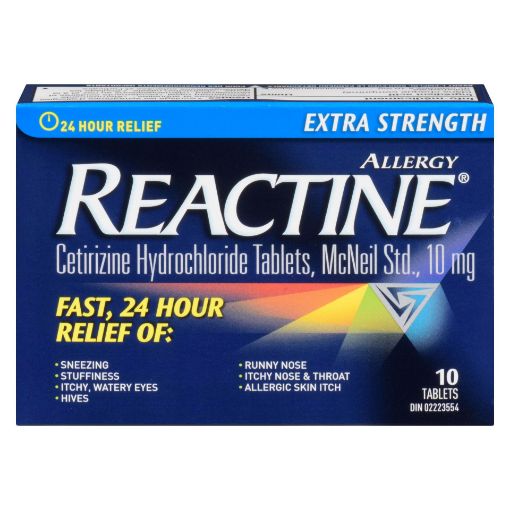 Picture of REACTINE EXTRA STRENGTH - 24HR 10MG TABLETS 10S