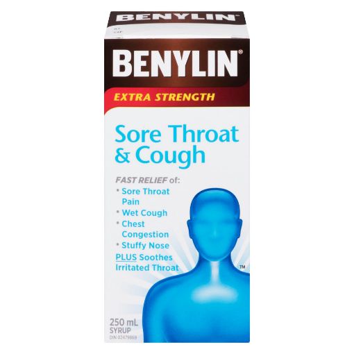 Picture of BENYLIN SORE THROAT+COUGH SYRUP 250ML                                      