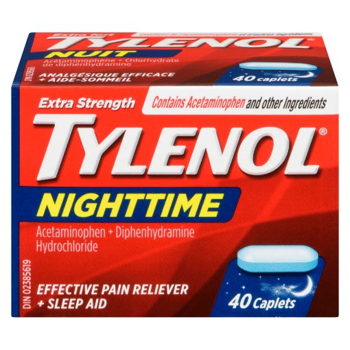 Picture of TYLENOL ACETAMINOPHEN - EXTRA STRENGTH - NIGHT TIME CAPLET 40S             