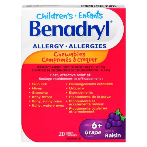 Picture of BENADRYL CHILDRENS CHEWABLES - GRAPE 20S