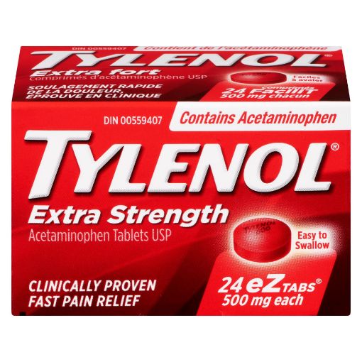 Picture of TYLENOL ACETAMINOPHEN - EXTRA STRENGTH - EZ TABS 500MG 24S                 