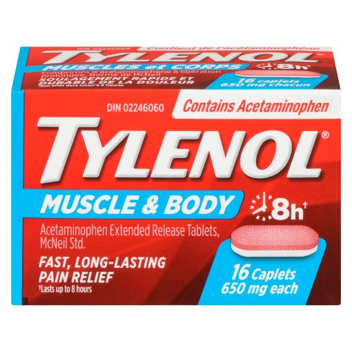 Picture of TYLENOL MUSCLE ACHES and BODY PAIN RELIEF CAPLET 650MG 16S