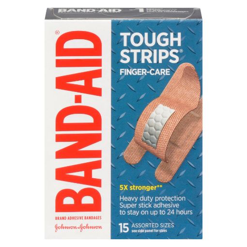 Picture of BAND-AID BANDAGE - TOUGH STRIP - FINGER CARE 15S                           