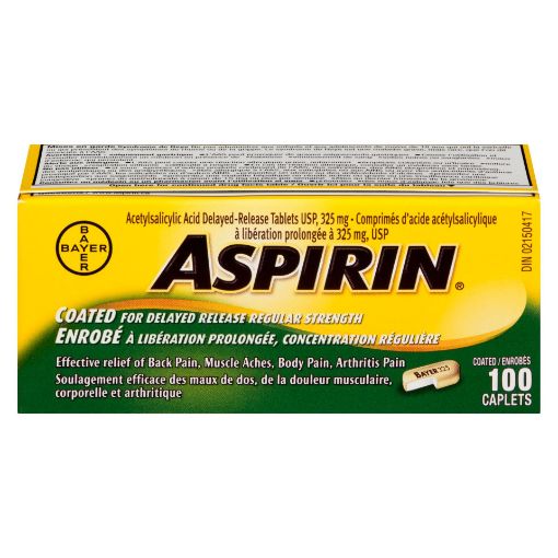 Picture of ASPIRIN A.S.A. COATED CAPLET 325MG 100S
