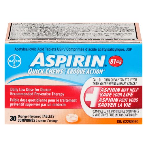 Picture of ASPIRIN QUICK CHEWS LOW DOSE 81MG 30S
