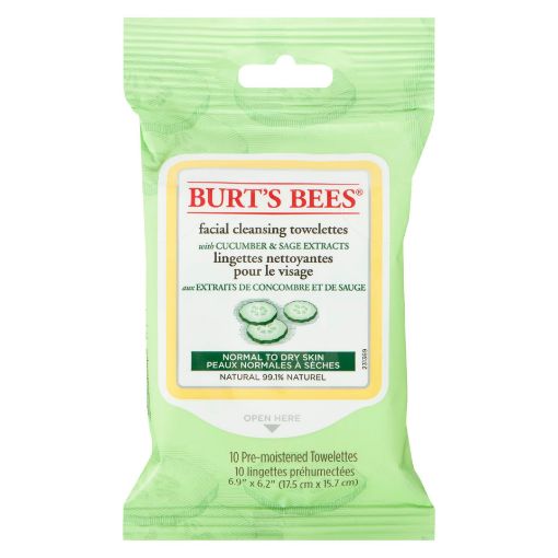 Picture of BURTS BEES FACIAL TOWELETTES TRAVEL SIZE - CUCUMBER 10S                    