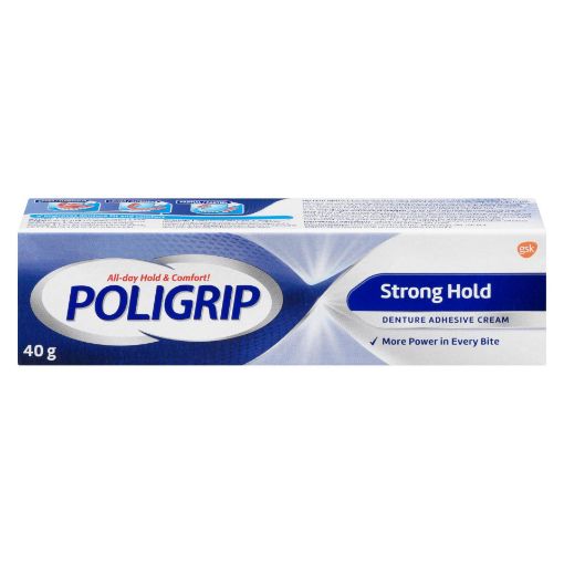 Picture of POLIGRIP DENTURE ADHESIVE CREAM - STRONG HOLD 40GR                         
