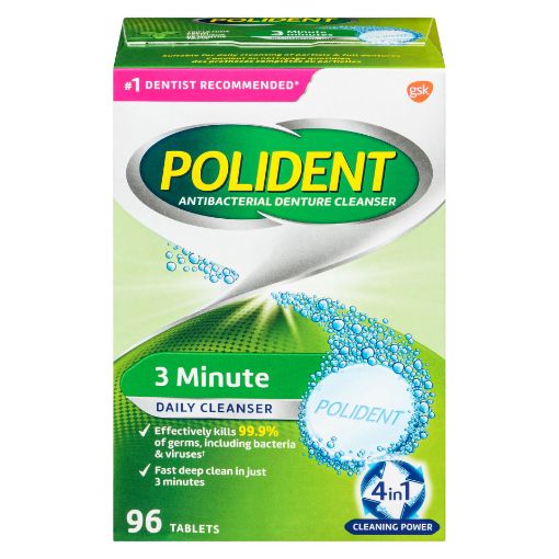 Picture of POLIDENT 3 MINUTE DAILY DENTURE CLEANSER TABLETS 96S