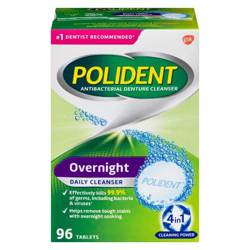 Picture of POLIDENT OVERNIGHT DAILY DENTURE CLEANSER TABLETS 96S