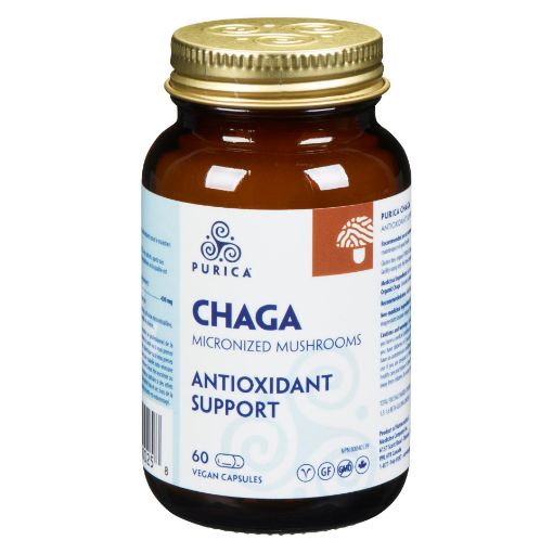 Picture of PURICA CHAGA MICRONIZED MUSHROOMS - ANTIOXIDANT SUPPORT VEGAN CAPS 60S