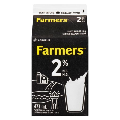 Picture of FARMERS MILK - PARTLY SKIMMED 2% 473ML