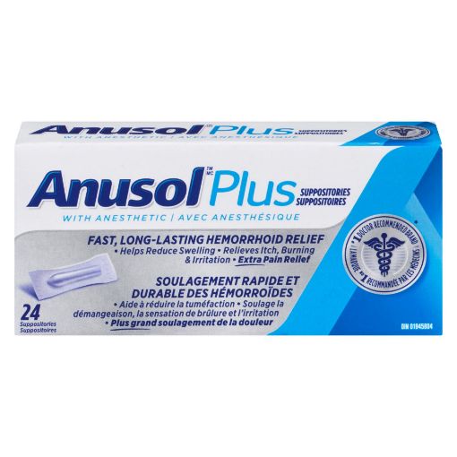 Picture of ANUSOL PLUS SUPPOSITORY 24S                                                
