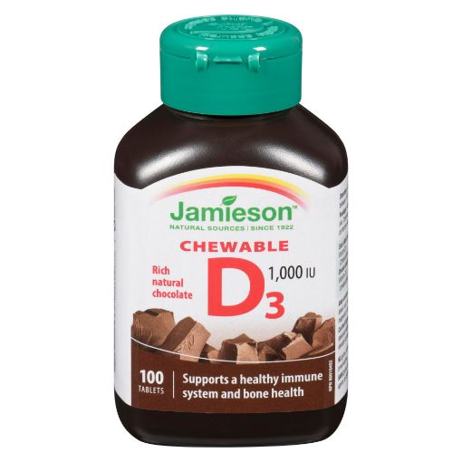 Picture of JAMIESON VITAMIN D 1000IU - CHOCOLATE - CHEWABLE TABLET 100S
