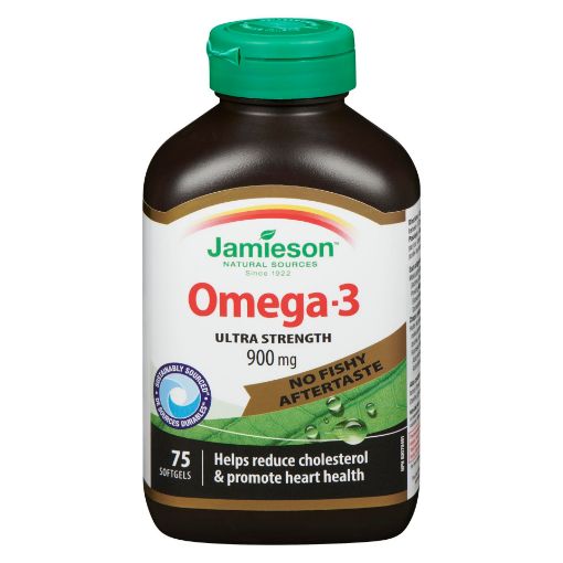 Picture of JAMIESON OMEGA 3 ULTRA STRENGTH 900MG - NO FISHY - CAPSULES 75S