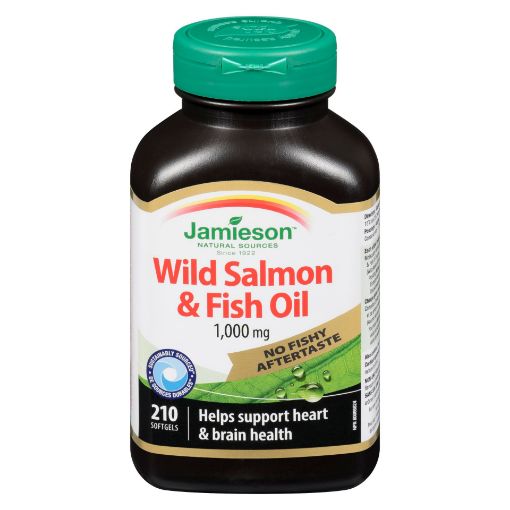 Picture of JAMIESON WILD SALMON FISH OILS 1000MG - NO FISHY - CAPSULES 210S