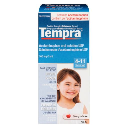 Picture of TEMPRA SYRUP - CHERRY 160MG/5ML  100ML                                     