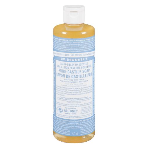 Picture of DR. BRONNERS PURE CASTILE LIQUID SOAP - BABY - UNSCENTED 473ML             
