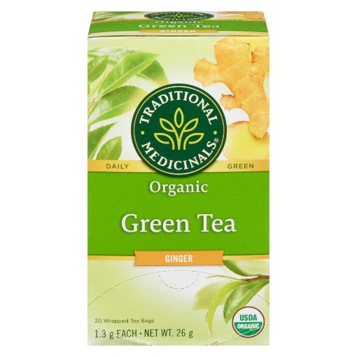 Picture of TRADITIONAL MEDICINALS ORGANIC GREEN TEA - GINGER 20S               