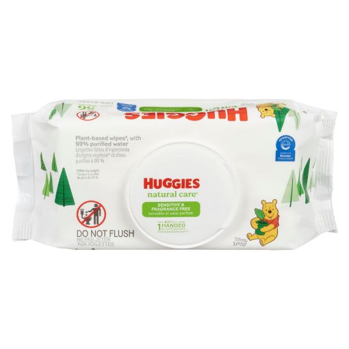 Picture of HUGGIES NATURAL CARE FRAGRANCE FREE BABY WIPES SOFT PACK 56S