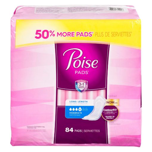Picture of POISE LONG PADS - MODERATE - VALUE PACK 84S                                