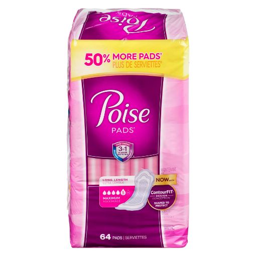 Picture of POISE LONG PADS - MAXIMUM - VALUE PACK 64S