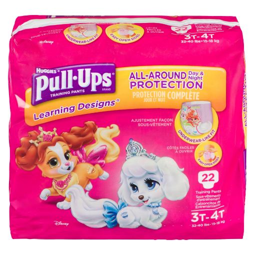 Picture of HUGGIES PULL-UPS LEARNING DESIGNS TRAINING PANTS 3T-4T GIRL JUMBO 22S      