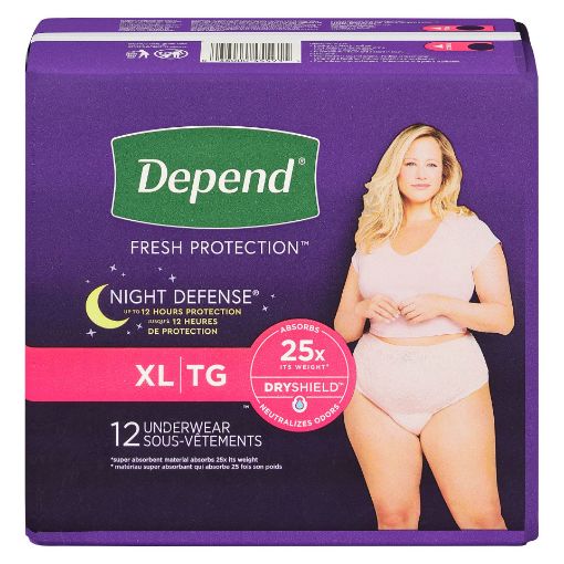 Picture of DEPEND FOR WOMEN - OVERNIGHT - MAXIMUM ABSORBENCY - XLARGE 12S             