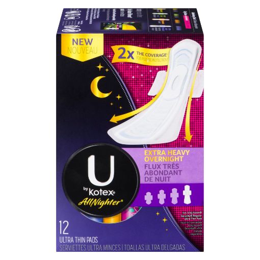 Picture of U BY KOTEX OVERNIGHT ALLNIGHTER PADS 12S                                   