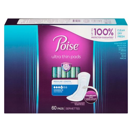 Picture of POISE ULTRA THIN PADS - MODERATE 60S