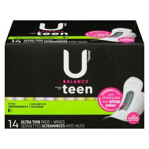 Picture of U BY KOTEX SUPER PREMIUM ULTRA THIN WITH WING - TEEN PAD 14S               