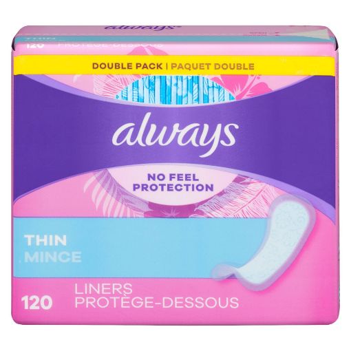 Picture of ALWAYS THIN DAILY LINERS REGULAR - UNSCENTED WRAPPED 120S                  