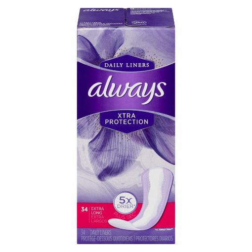 Picture of ALWAYS XTRA PROTECTION DAILY LINERS EXTRA LONG UNSCENTED 34S               