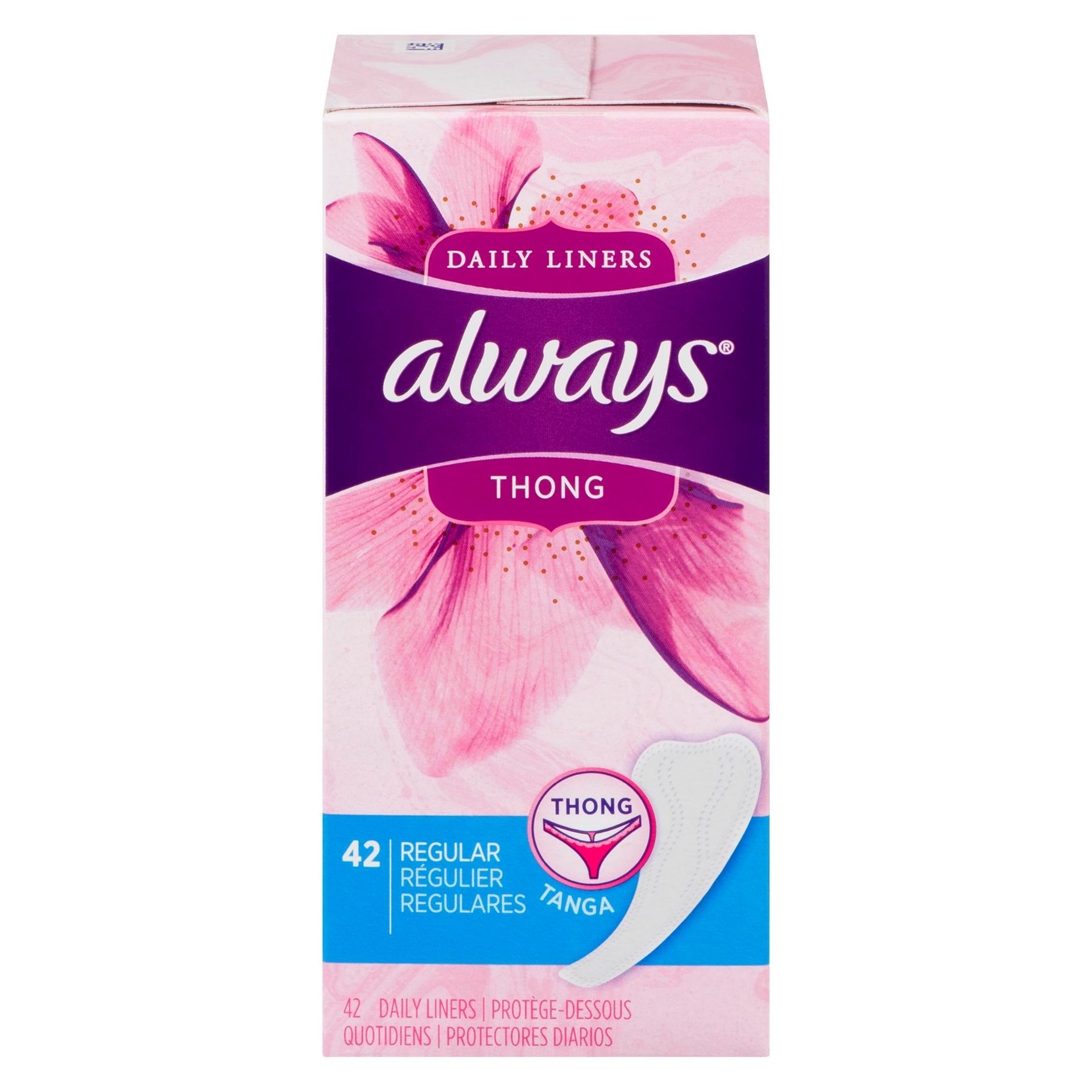 Pharmasave  Shop Online for Health, Beauty, Home & more. ALWAYS THONG  DAILY LINERS REGULAR UNSCENTED 42S